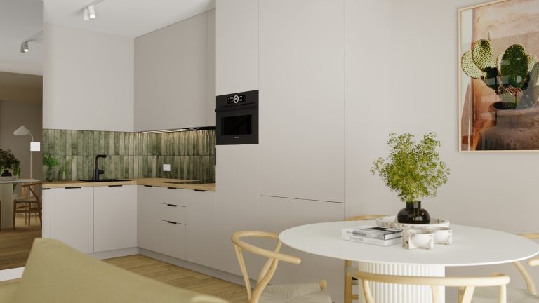 Wizualizacja wykończenia apartamentu lub mieszkania w inwestycji Miejski Las w Mrągowie.